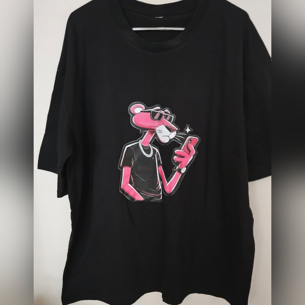 NWOT Black T-Shirt with Pink Panther Graphic